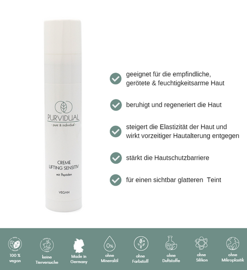 Anti-Aging Gesichtscreme, zieht schnell ein und pflegt die Haut mit veganen und hautidentischen Pflegestoffen.