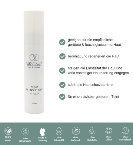 Anti-Aging Gesichtscreme, zieht schnell ein und pflegt die Haut mit veganen und hautidentischen Pflegestoffen.
